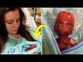 Baby in der 18. Woche geboren, als die Mutter es in den Händen hielt, war sie schockiert