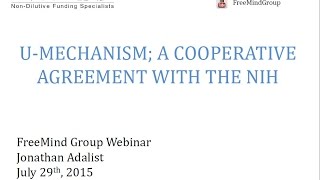 Webinar: U Mechanisms, cooperative agreements with the NIH