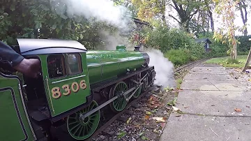 Peter's Railway - Fiery Fox, (Bongo) in the Garden with Peter driving 2018