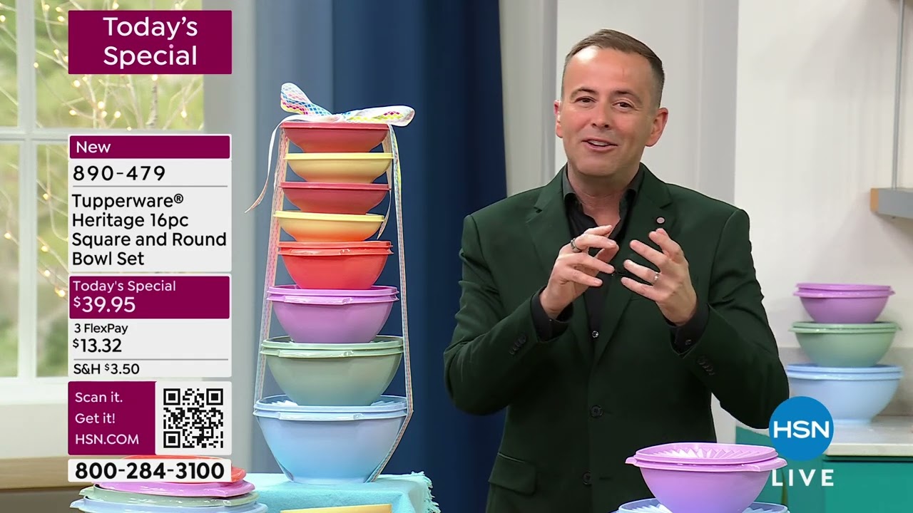 Tupperware Heritage 16piece Square and Round Bowl Set - YouTube