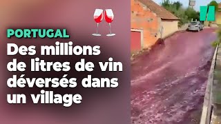 Au Portugal, un impressionnant torrent de vin rouge inonde un village au sud de Porto