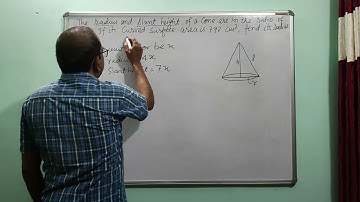 The radius and slant height of a cone are in the ratio 4:7.If its curved surface area is 792cm2.....