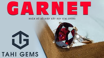 Tahi 5450 nhẫn nữ hồ điệp đá quý Garnet hết hợp Kim Cương | TahiGems - Tahi Phạm