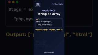 explode & implode in PHP — String Ko Array Banao! | PHP Tutorial for Beginners #Shorts
