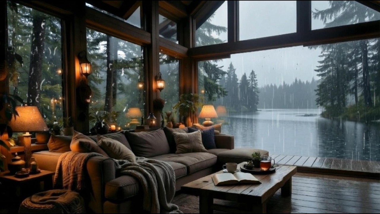 Rainy Day in a Cozy Cabin • Relaxing Ambience for Deep Calm & Sleep
