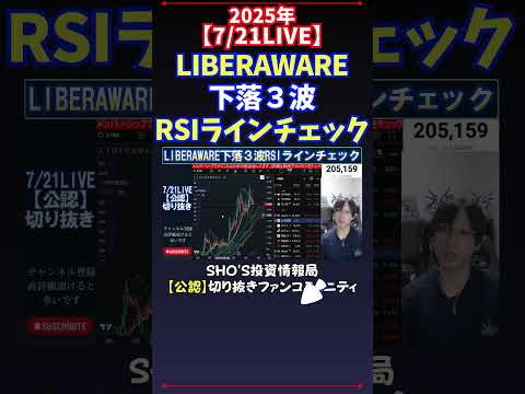 【7/21LIVE】LIBERAWARE下落３波RSIラインチェック #日経平均株価 #投資