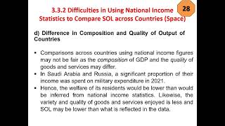 Difficulty in using NI to compare SOL across space - Differences in composition in qlty of output