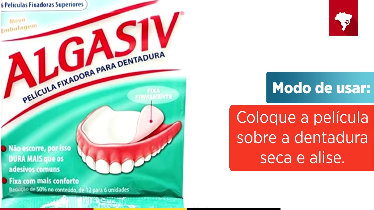 Qual O Melhor Fixador Para Dentadura Película Adesiva Fixadora de Dentadura Algasiv Superior Com 6 Unidades