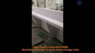 Pure white diamond-shaped reception desk: modern design meets functionality, elevate your space!