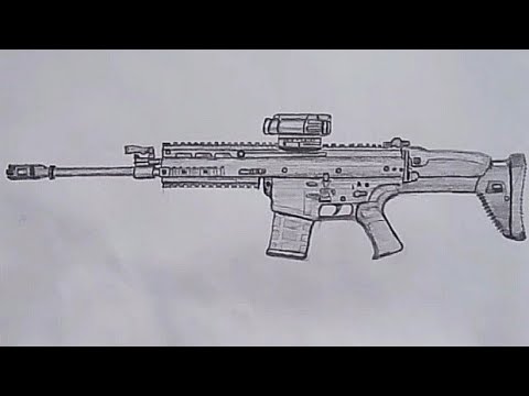 Amazing Detailed Drawing Scar Rifle With Pencil Pubg Youtube