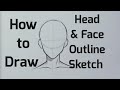 How to draw head  face outline sketch  head face drawing tutorial for beginners step by step