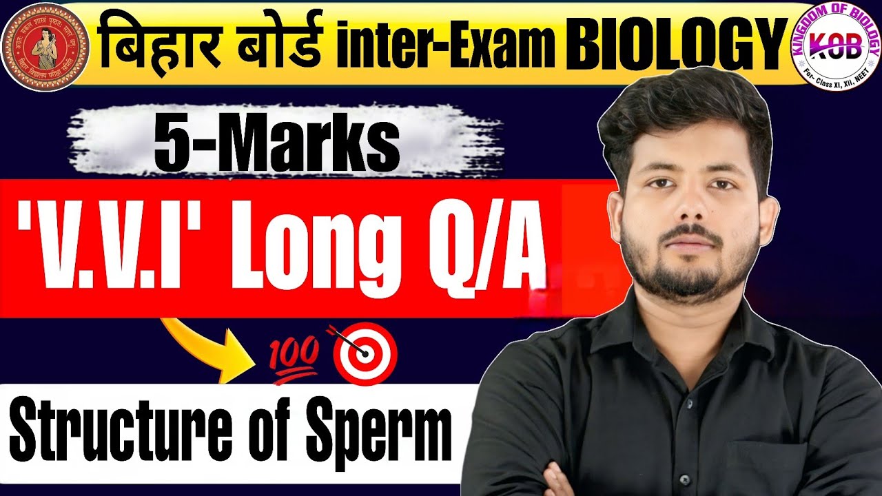 Structure of Sperm || VVI 5 Marks Question | Bihar Board 2026 | Class 12 Biology