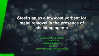 Steel Slag as a Low-Cost Sorbent for Metal Removal – Eveliina Repo, LUT University
