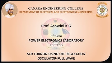 VTU PELAB 18EEL58 L3 SCR TURNON USING UJT RELAXATION OSCILLATOR FULL WAVE