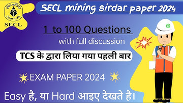 SECL Mining Sirdar paper 2024 ||  secl 2024 exam paper- sirdar