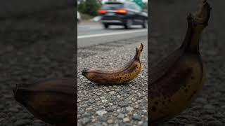 Banana decomposes on asphalt #asmr #ia