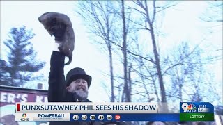 Phil the groundhog sees his shadow, 6 more weeks of winter
