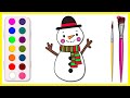 HOW TO DRAW A CUTE SNOWMAN ,STEP BY STEP