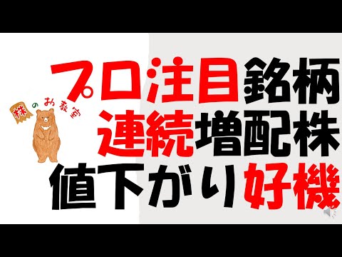 【プロ注目銘柄！】連続増配株　値下がりで購入の好機に！　をご紹介します。