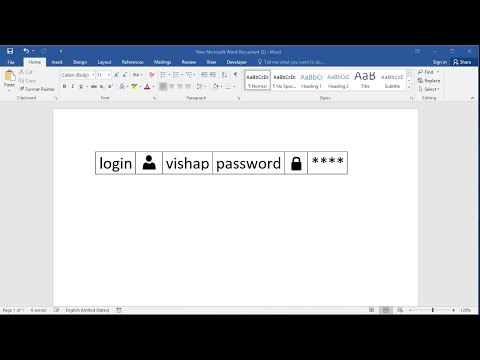 How to insert login and password symbols in word