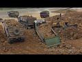 ឡានដឹកដីជាប់ផុងជ្រៅ Scania dump truck stuck in deep mud & recovery