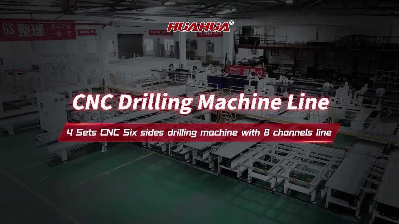 4 Sets CNC Six sides drilling machine with 8 channels line