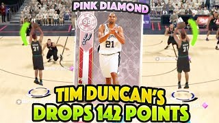 FREE PINK DIAMOND TIM DUNCAN'S DROPS 142 POINTS COMBINED!!! UNHUMAN CARD!! NBA 2K18