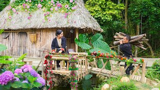 Dwarf Family Primitive Life: Growing flowers & go to forest collecting firewood for the rainy season