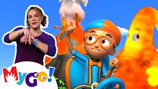 Blippi Explores the Erupting Volcano! | Blippi Wonders | Sign Language Cartoons for Children