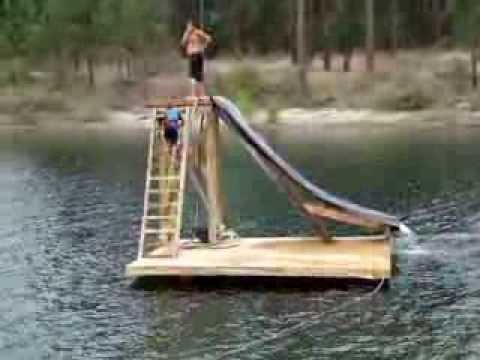 Camp Nowhere platform/water slide 2013 Inchelium - YouTube