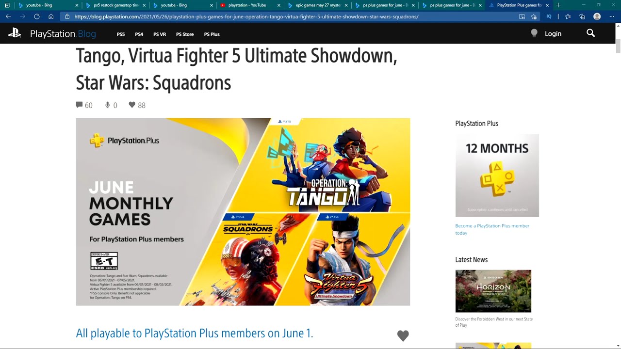 June 2021 ps plus games