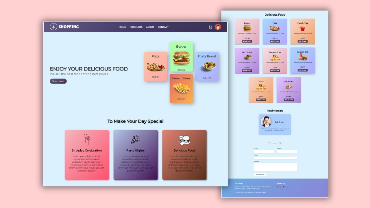 Food Shopping Landing Page Website Using HTML, CSS and JavaScript | # ...