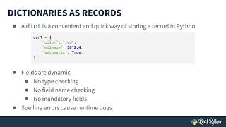 Data Records, the dict Type, and Selecting the Ideal Data Structure