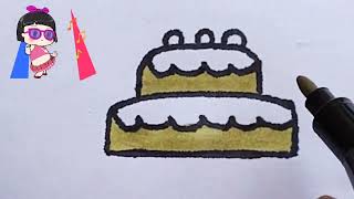 How to draw a birthday cake for kids | easy cake drawing | drawing for kids cake |