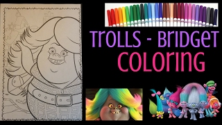 Trolls Coloring Book - Bridget Coloring with Markers Lady Glitter Sparkles - Kids Speed Coloring