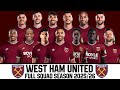 WEST HAM UNITED Full Squad Season 2025/26 | Premier League 2025/26