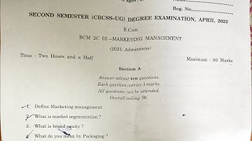 marketing management question paper 2022|calicut university bcom marketing mangement question paper