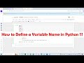 How to Define a Variable Name in Python !!!