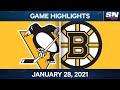 NHL Game Highlights | Penguins vs. Bruins - Jan. 28, 2021