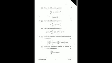 Mathematics (Ordinary Differential Equations) BSC 2nd Sem 2019 KUK Previous Year Paper 2019