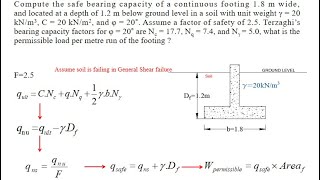 Shallow Foundation Numerical On Calculation Of Safe Bearing Capacity And Permissible Load