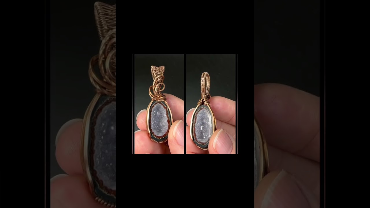 His & Hers / BFF Matching Tabasco Geode & Copper Wire Wrapped Pendant Set