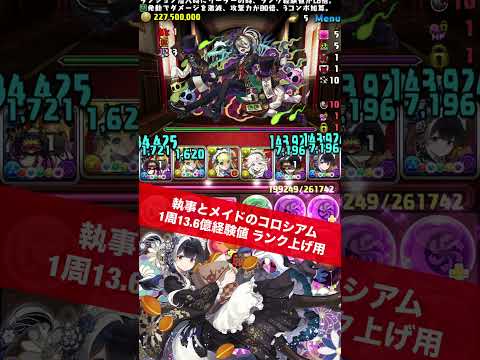 【1周27億経験値】今週のランク上げ【#パズドラ/パズル&ドラゴンズ】#執事とメイドのコロシアム  #ランク上げ