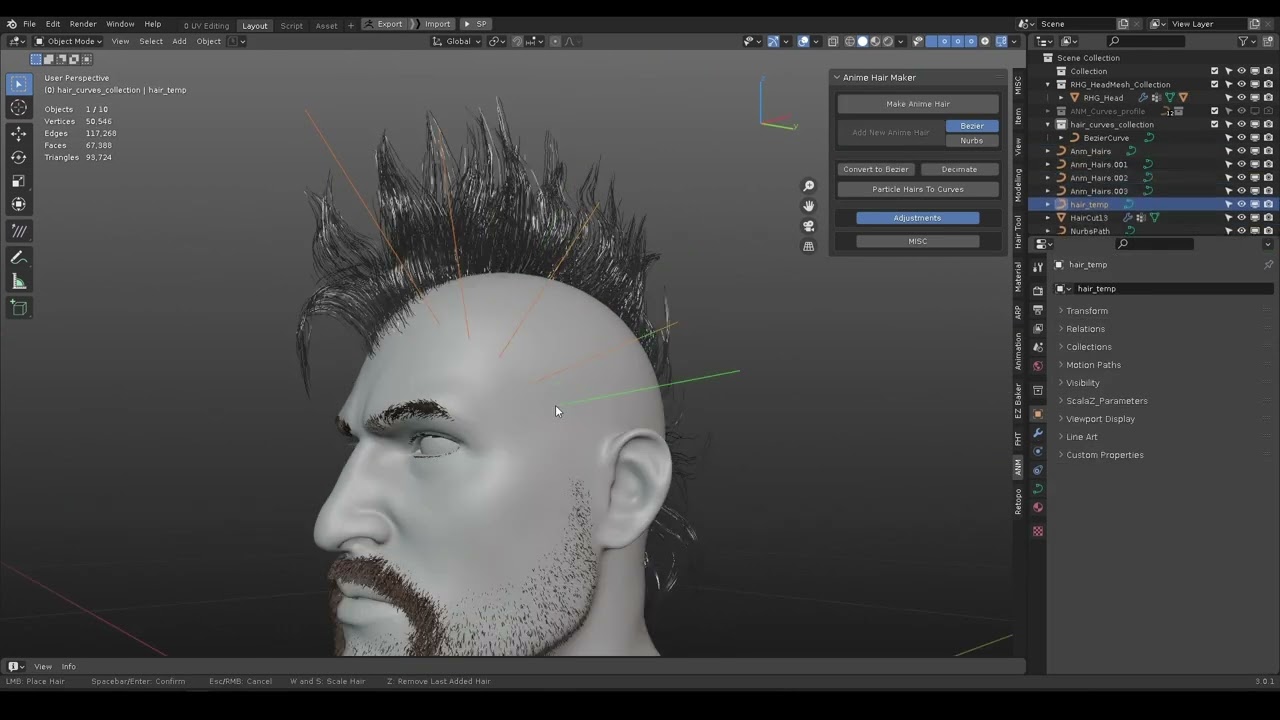 KAMI Manga/Anime Hair Add-on for Blender