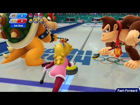 Mario & Sonic at the Sochi 2014 Olympic Winter Games - All Characters Curling Gameplay