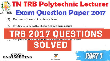 TRB Civil Engg. 2017 Questions Solved Part -1|TRB polytechnic lecturers old question solved#TRBCivil