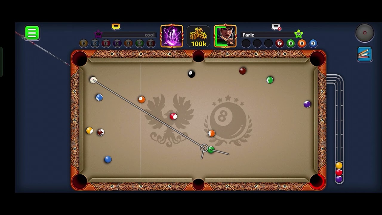 8 ball pool Excalibur cue 100k match