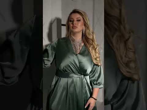 Женское платье шелка Армани со стразами и поясом + карманы, большие размеры 48-58 Батал., видео 1