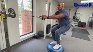 Bosu Ball Workouts: Squat and Cable Row #fitness #strength #gym #balance #bosu