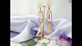 Геометричные серьги с флюоритом. Geometry earrings with fluorite, made by Poludnitsa workshop.